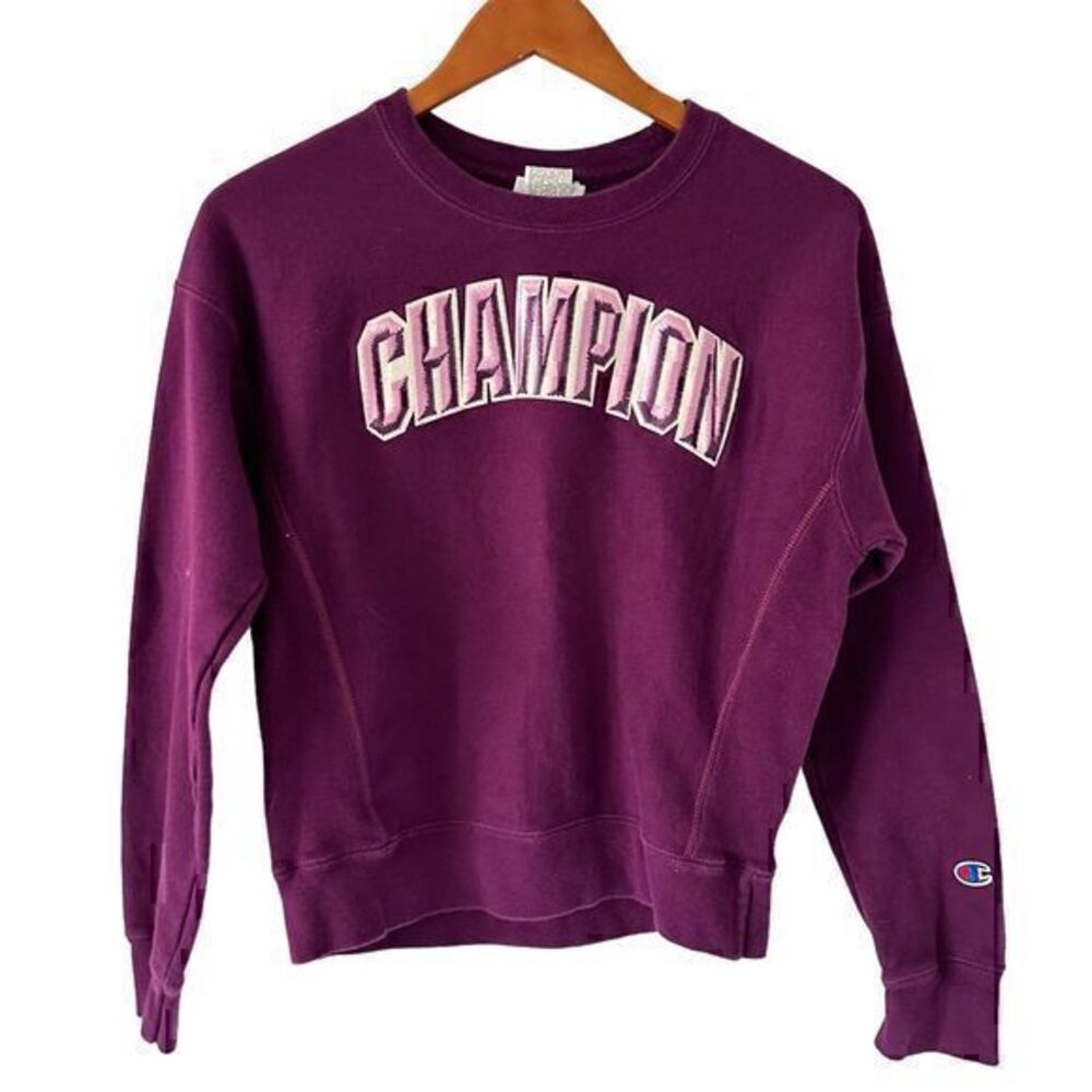 Champion Reverse Weave Purple Cotton Blend Pullover Sweatshirt Size S